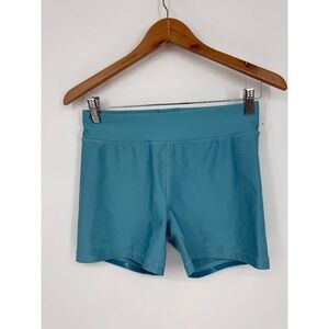 Puma Biker Shorts Womens Small Teal Stretch Elastic Waist Workout Yoga Athletic